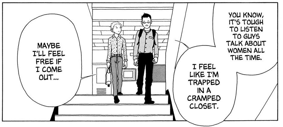 Take-chan feels trapped being seen as a straight man and longs to come out